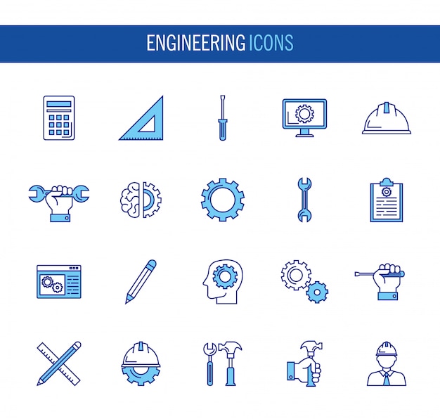 Bundle of engineering set icons