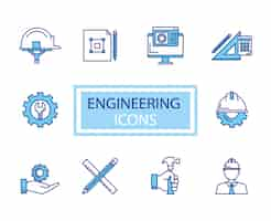 Free vector bundle of engineering set icons