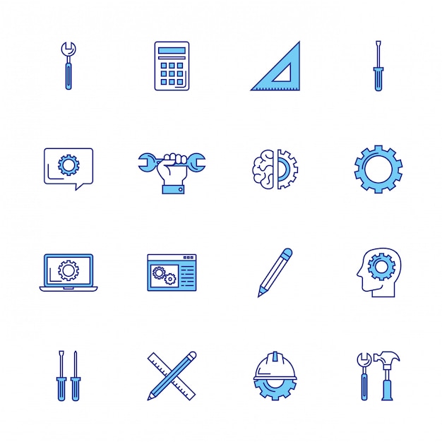 Bundle of engineering set icons