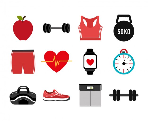 Bundle of fitness set icons