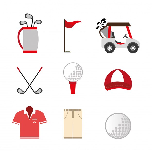Bundle of golf set icons