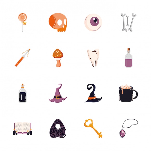 Bundle of halloween set icons