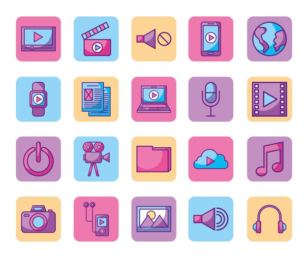 Bundle of media player icons
