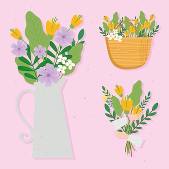 美しい花飾りイラストのバンドル プレミアムベクター 美しい花飾りイラストのバンドル プレミアムベクター