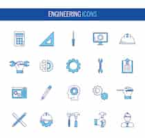 無料ベクター 工学のアイコンセットのバンドル