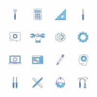 Бесплатное векторное изображение Набор инженерных наборов иконок