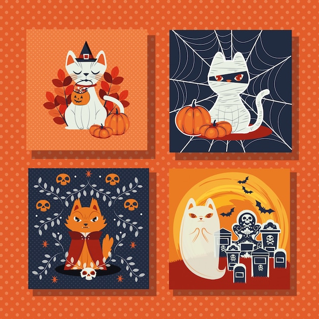 Bundle of scenes with cat disguised characters