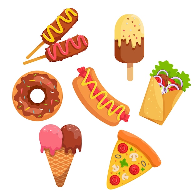 Free vector bundle set of fast food or junk food