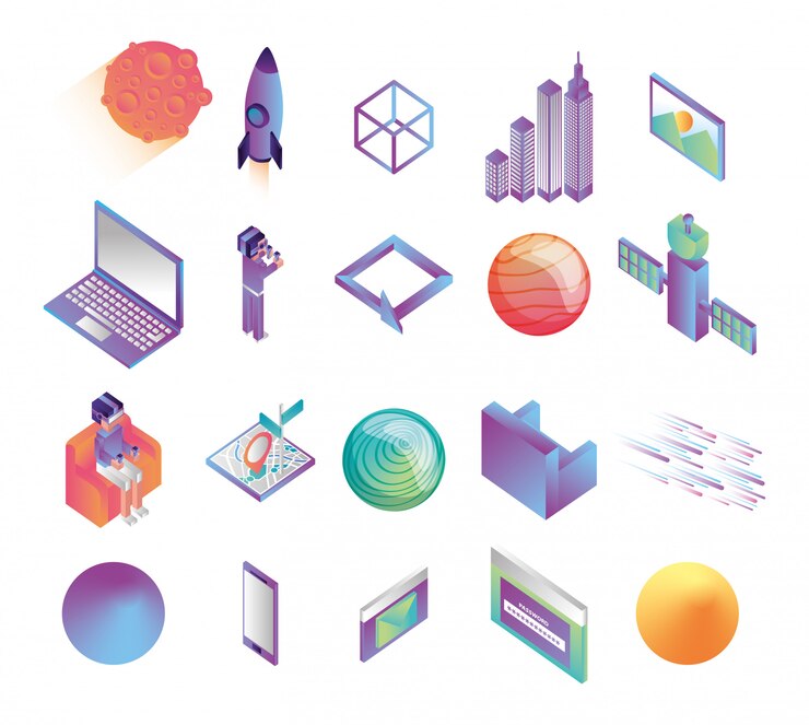 Free Vector bundle of virtual reality technology icons