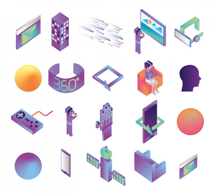 Free Vector bundle of virtual reality technology icons