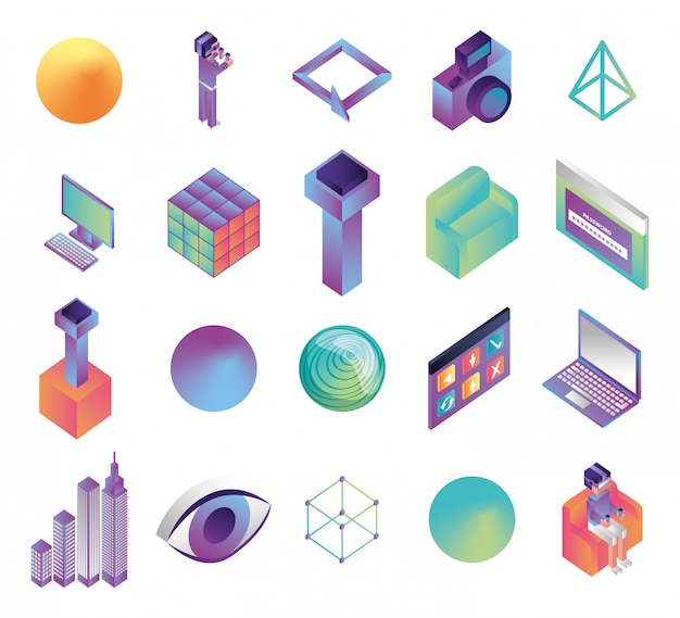 Free vector bundle of virtual reality technology icons