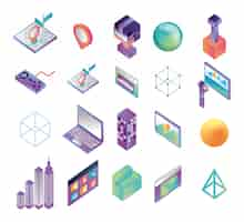 Free vector bundle of virtual reality technology icons