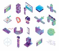 Free vector bundle of virtual reality technology icons