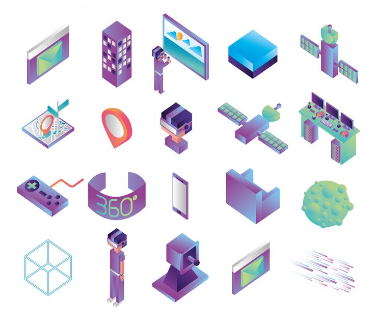 Free Vector bundle of virtual reality technology icons