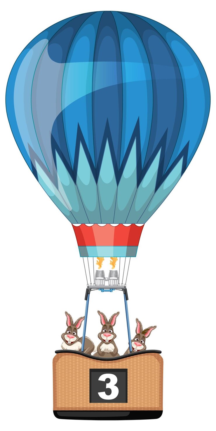 Free Vector bunnies in a hot air balloon adventure
