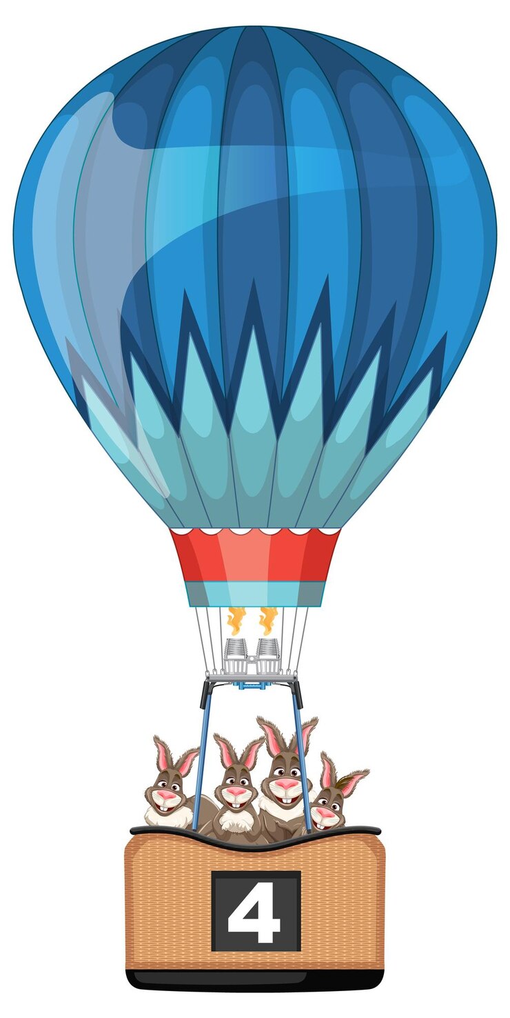 Free Vector bunnies on a hot air balloon adventure