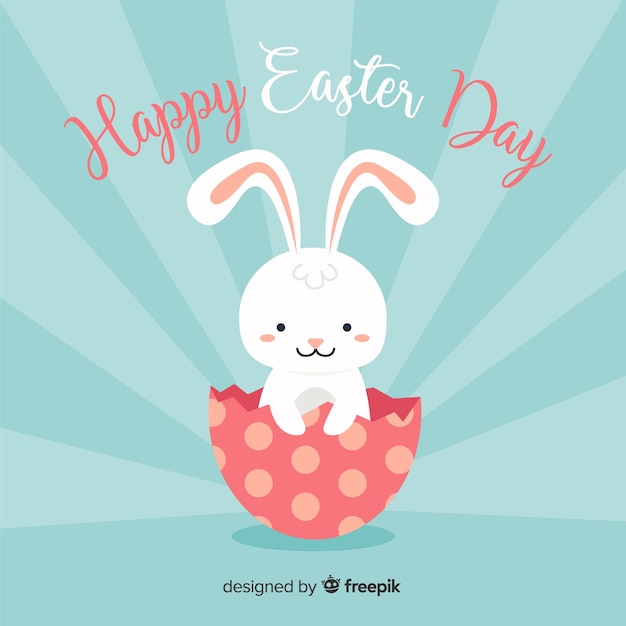Bunny coming out from egg easter day background