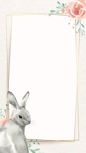 Free vector bunny and flower easter frame