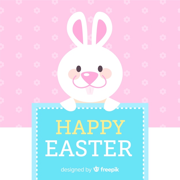 Bunny holding sign easter day background