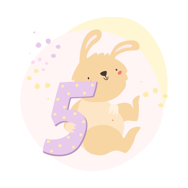 Free vector bunny and number five