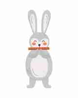 Free vector bunny playing flute