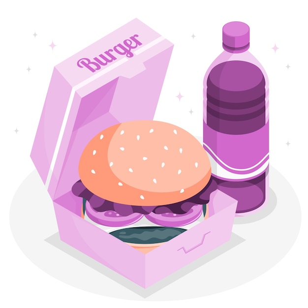 Free vector burger box  concept illustration