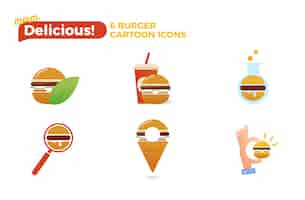 Free vector burger cartoon icon set