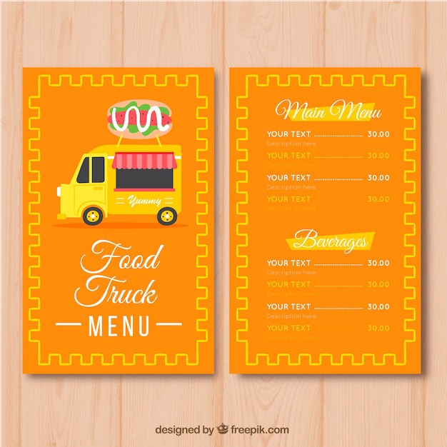 Free vector burger food truck menu template