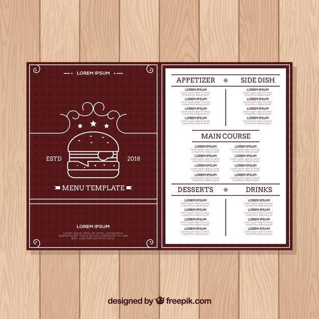 Шаблон меню Burger house в плоском дизайне