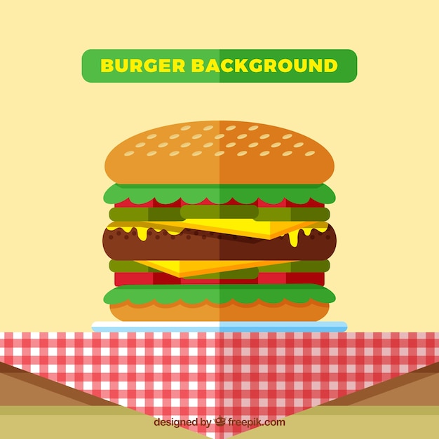 Free vector burger illustration with yellow background