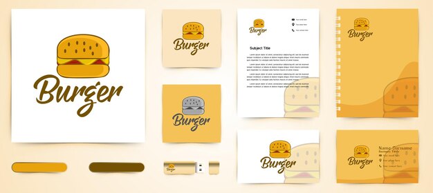 Burger Logo and business card branding template Designs Inspiration Isolated on White Background