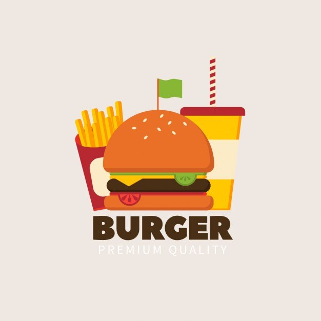 平らなハンバーガーのロゴ