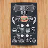 Free vector burger menu in hand drawn style