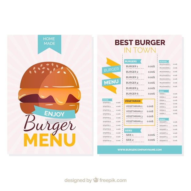 Menu di burger con elementi blu