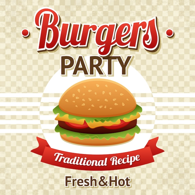 Vettore gratuito burger party poster