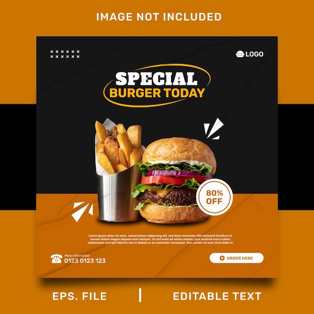 Burger poster sale social media promotion and instagram banner poster post template design Premium Vector