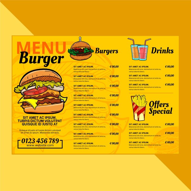 Burger restaurant menu template