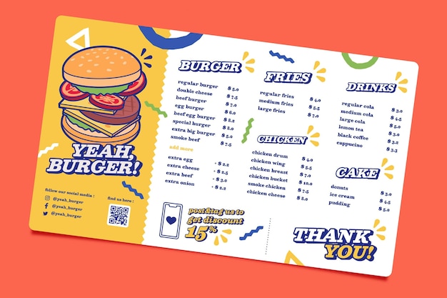 Free Vector Burger Restaurant Menu Template free-vector-burger-restaurant-menu-template