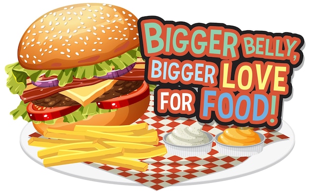 Free Vector | Burger with text icon