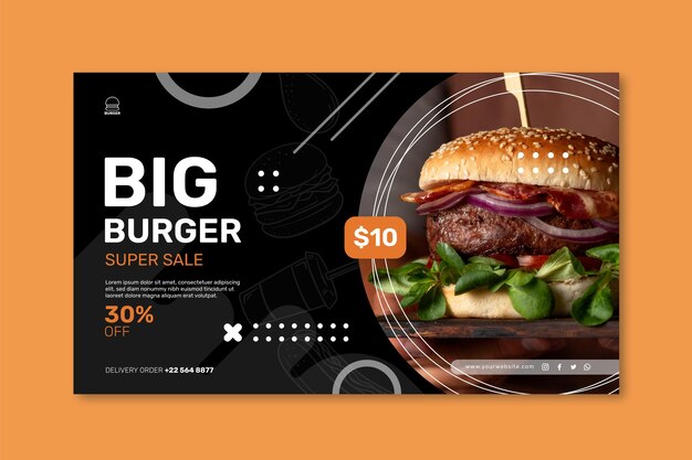 Free vector burgers restaurant banner template