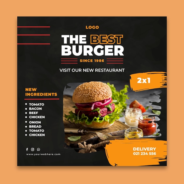 burgers restaurant flyer template