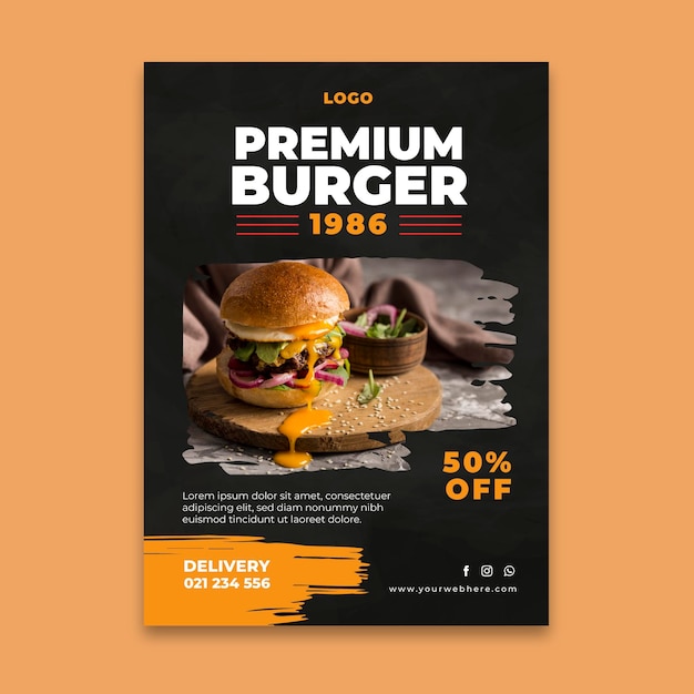 Free vector burgers restaurant flyer template