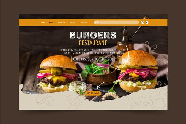 Целевая страница ресторана Burgers