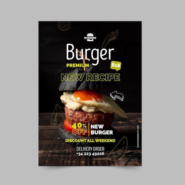 Burgers restaurant poster template