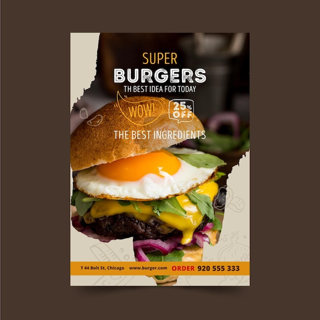 Шаблон плаката ресторана гамбургеров