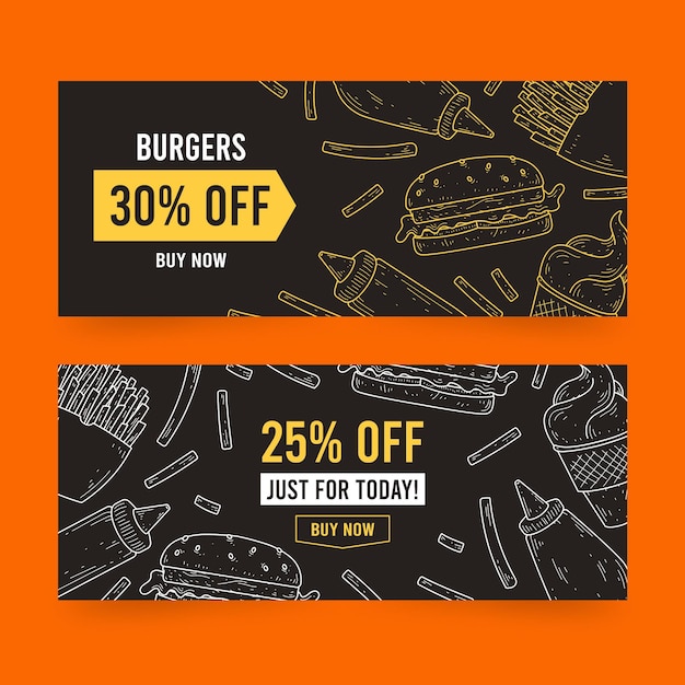 Бесплатное векторное изображение Шаблон баннера продажи гамбургеров