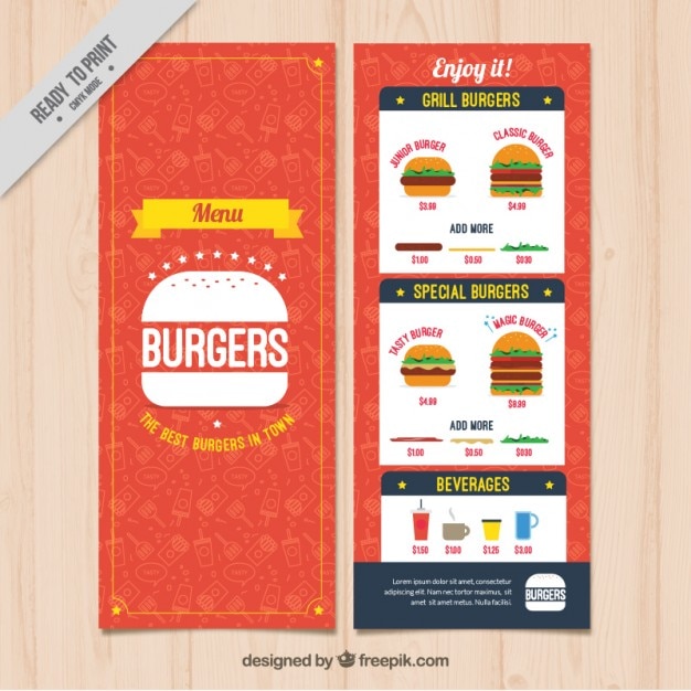 Vettore gratuito burguer modello di menu bar