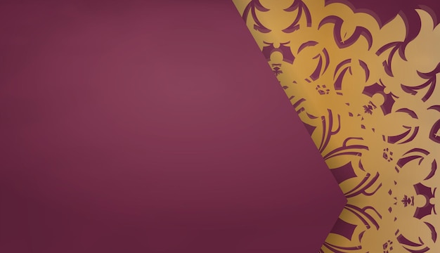 Бордовый фон с роскошным золотым орнаментом для дизайна логотипа или текста Premium векторы