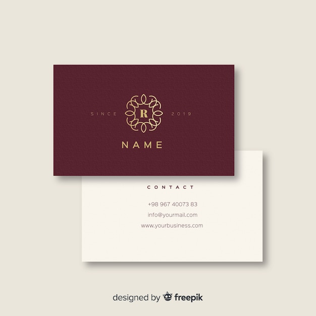 Burgundy and white elegant business card