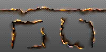 Free vector burn edge paper hole corner fire texture effect